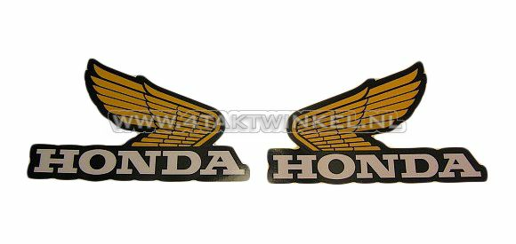 Sticker Honda, geel set middel links &amp; rechts, origineel Honda