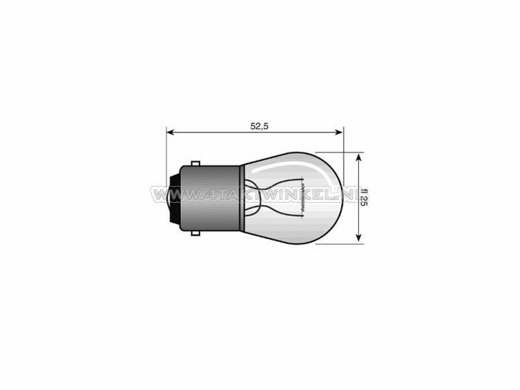 Lamp BA15-S, enkel, 12 volt, 15 watt middelgroot bolletje