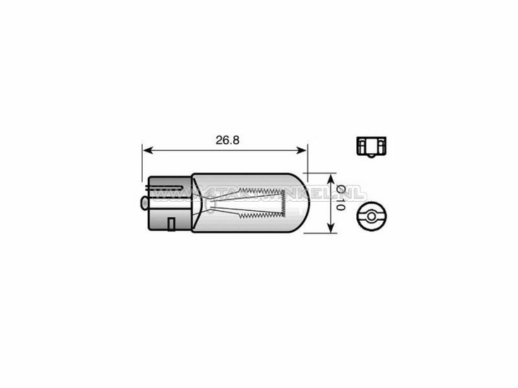 Lamp T9, enkel, 12 volt,  5 watt, insteek