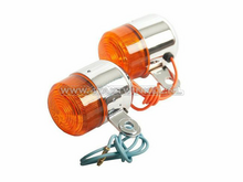 Knipperlicht set 2 stuks Dax old style, A chroom, oranje