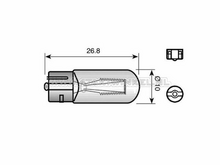 Lamp T9, enkel, 12 volt,  2 watt, insteek