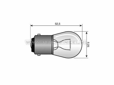 Lamp BA15-S, enkel, 12 volt, 18 watt middelgroot bolletje